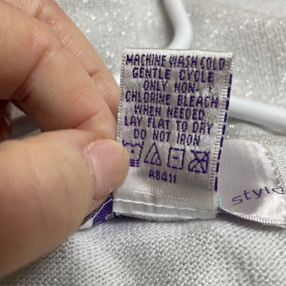 Susan Graver silver metallic/lurex shell/sleeveless top. - Picture 7 of 7